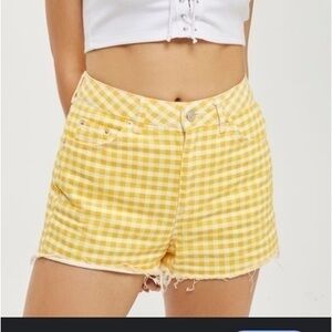 Topshop Moto Gingham Denim Mom Shorts